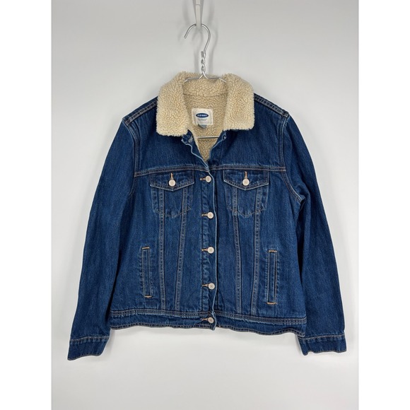 Old Navy Jackets & Blazers - Old Navy Jacket Womens L Blue Denim Jean Sherpa Lined Trucker